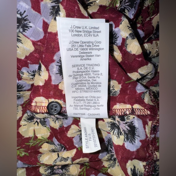 Madewell Drawstring Ruffle-Hem Top in Viola Floral. Size XS EUC - Picture 10 of 15